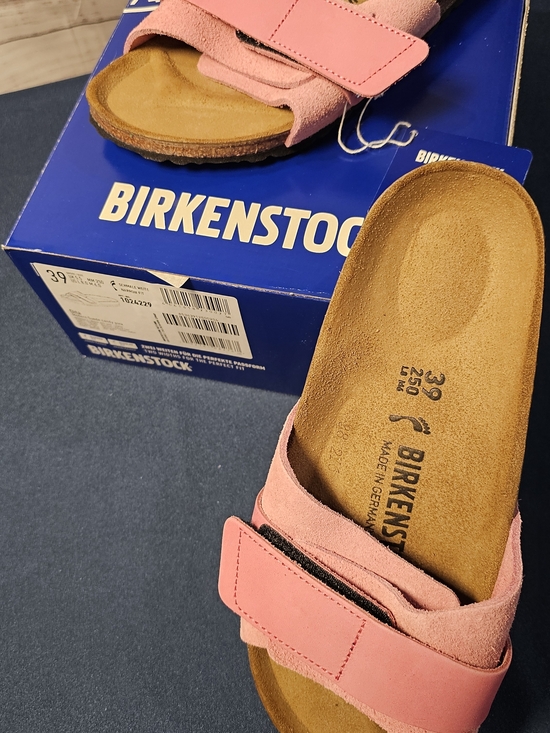 Birkenstock Shoes - Birkenstock Kyoto Pink Suede Slide Sandals Womens 39 US 8 8.5 NEW w Box